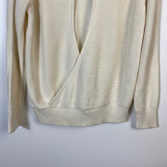 Zara Knit Cable Sweater Keyhole Back Ecru Size M - Picture 9 of 10